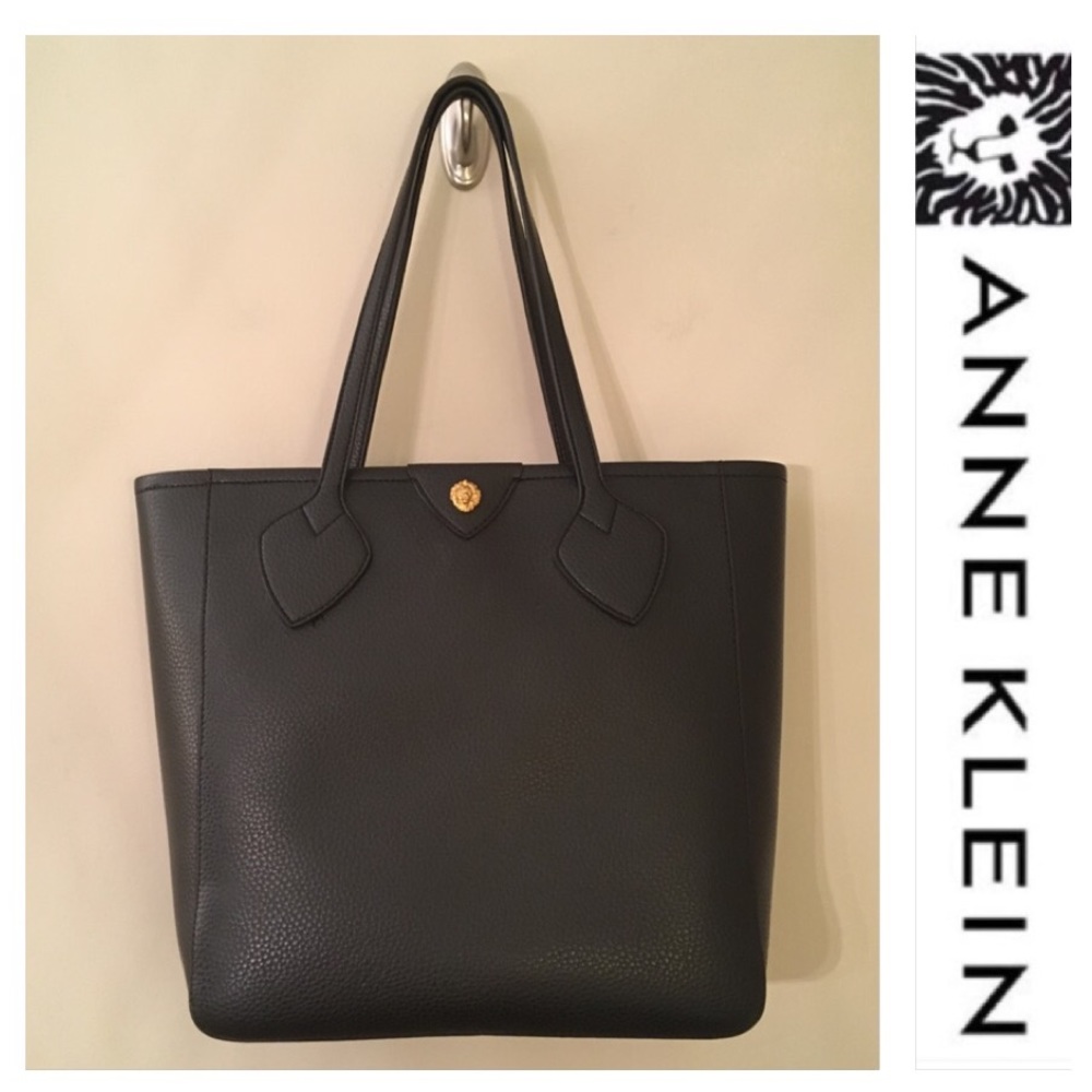 Anne Klein Black Faux Pebble Leather Tote Georgia
